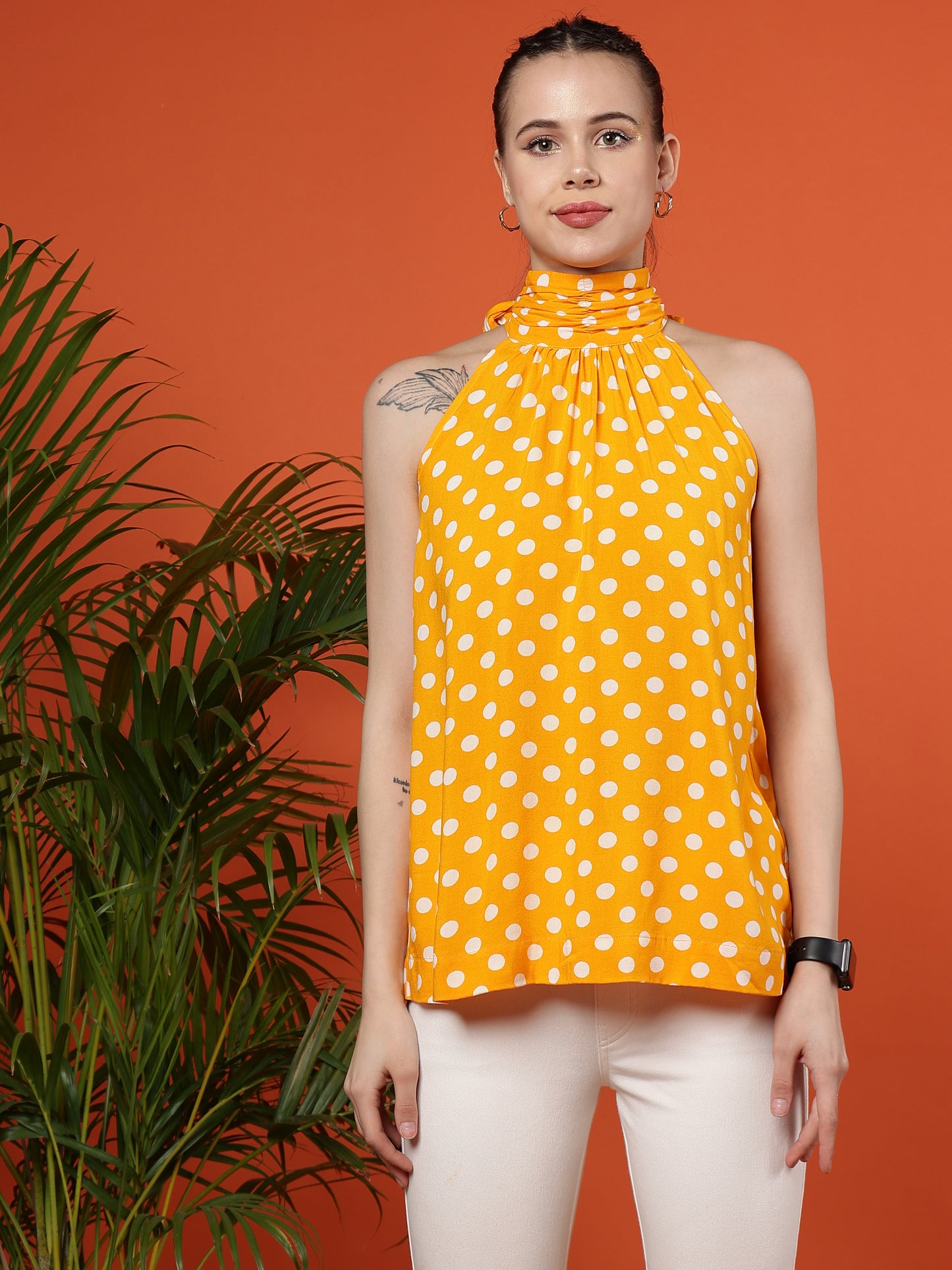 Polka Dots Printed Summer Viscose Polka Dots - Yellow