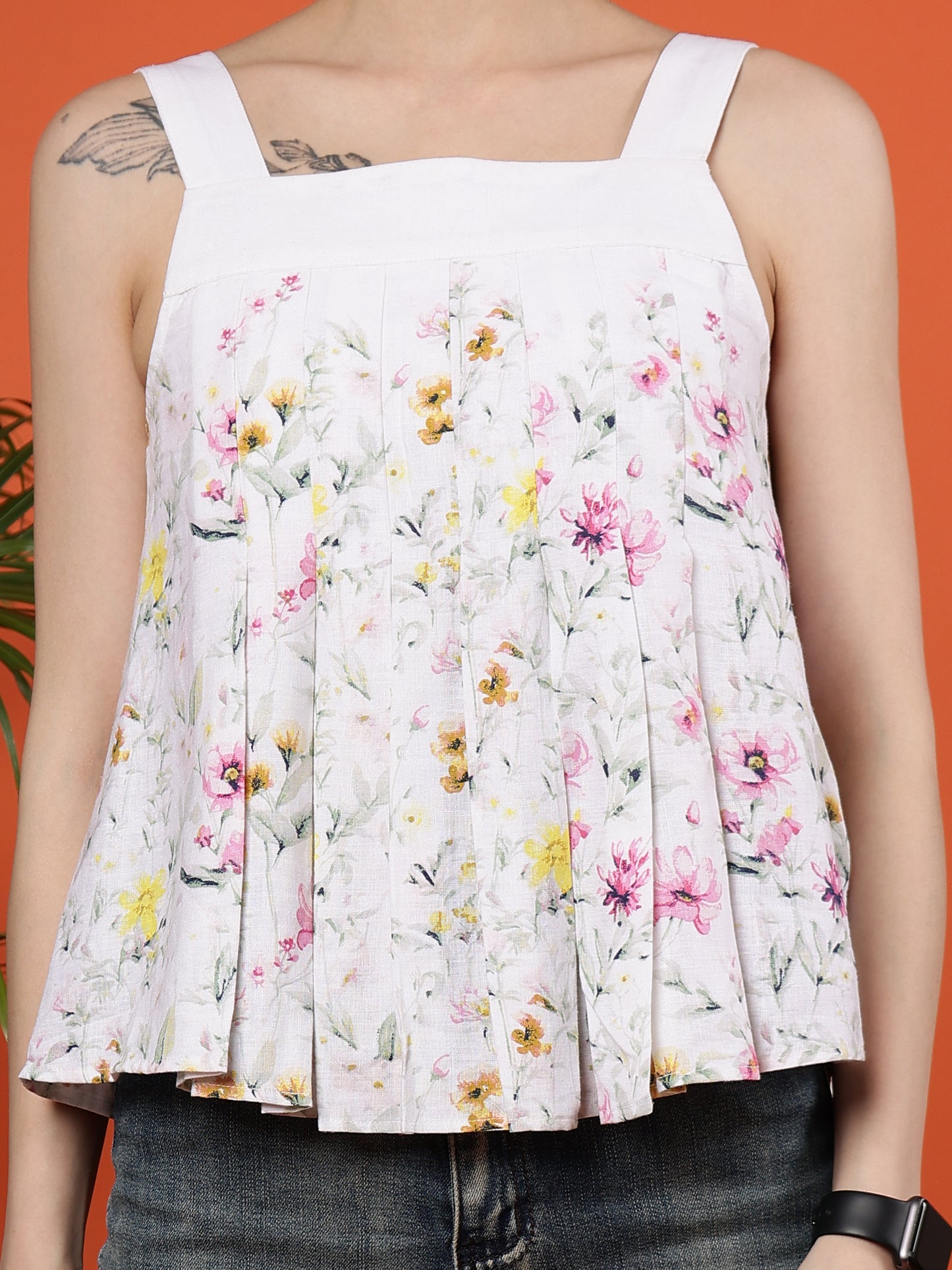 Floral Printed Summery Casual Cotton & Linen Bloom Top