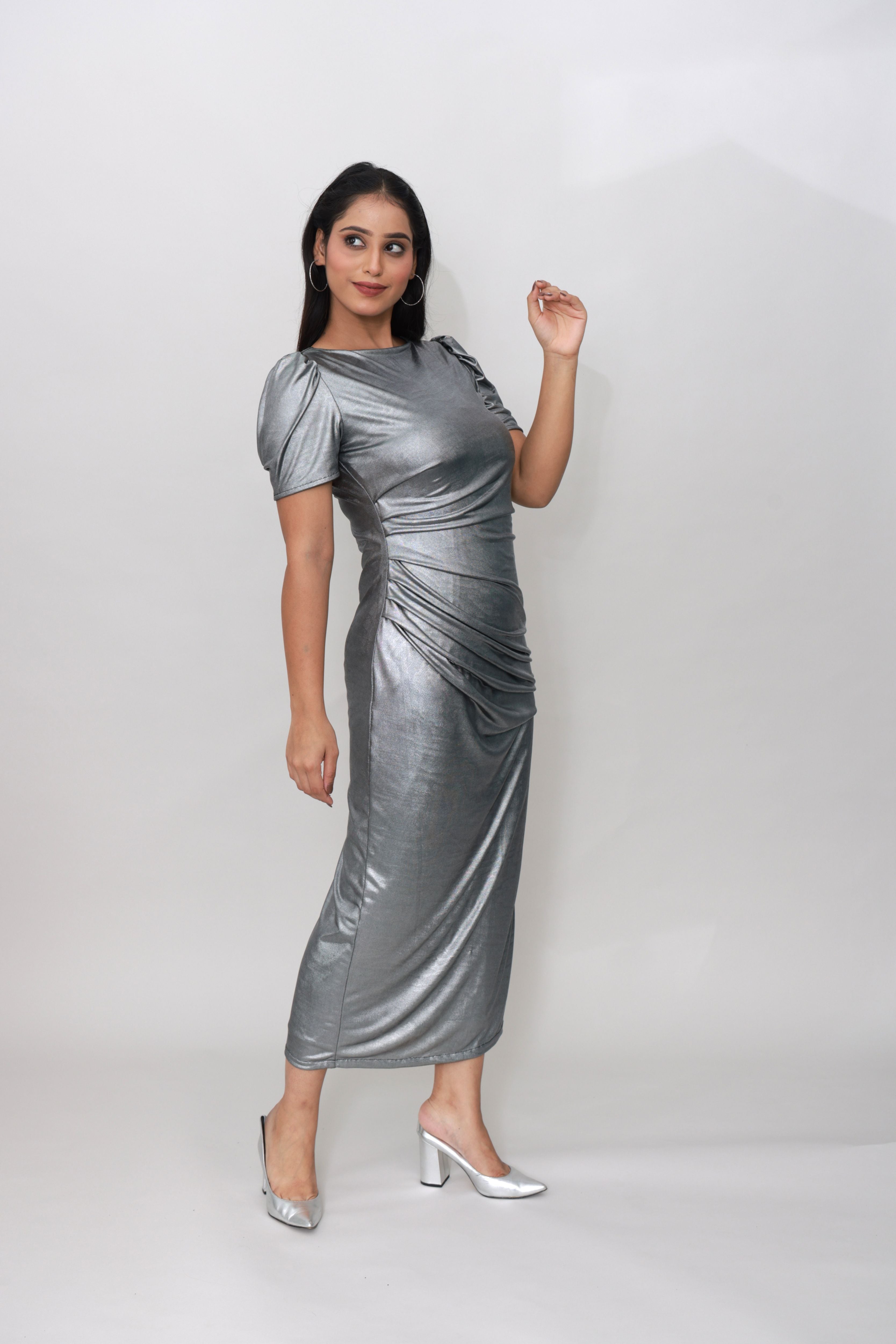 Moonlit Metallic Midi Dress