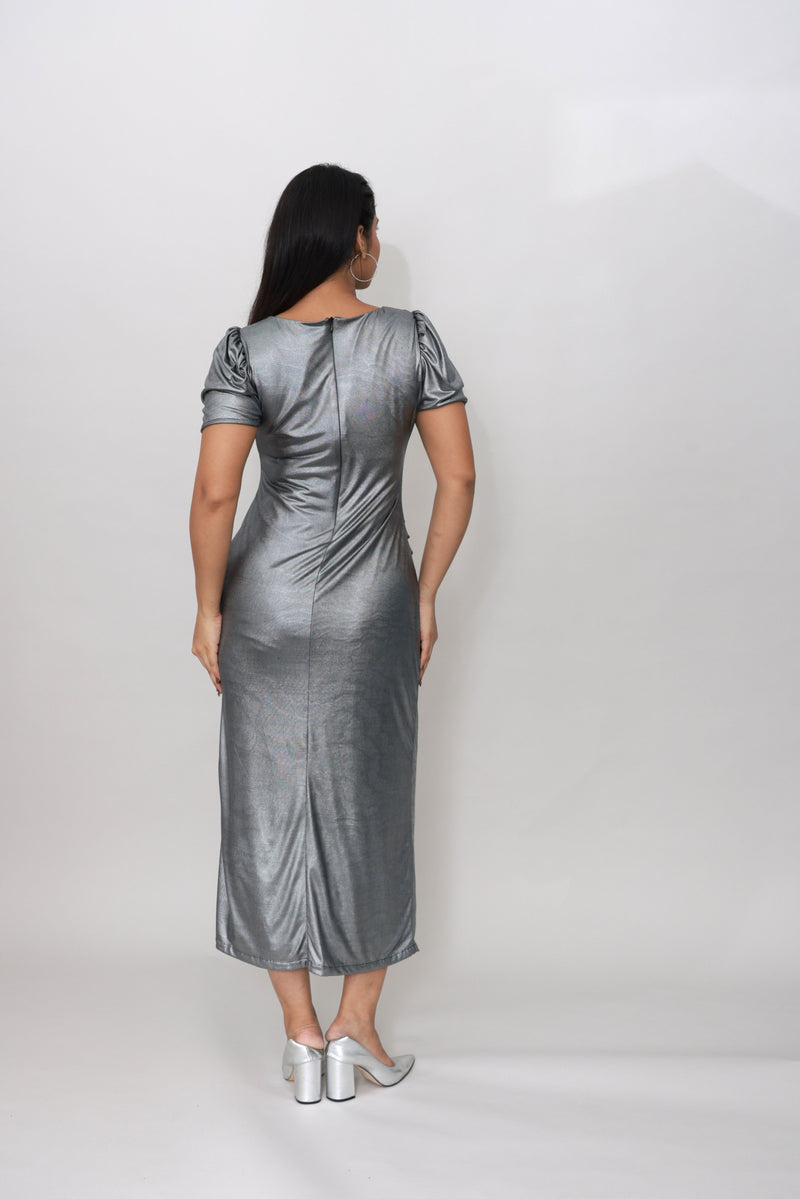 Moonlit Metallic Midi Dress
