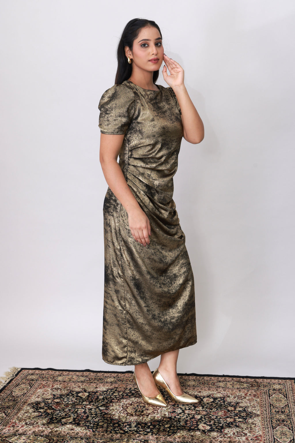 Metallic Muse Midi Dress