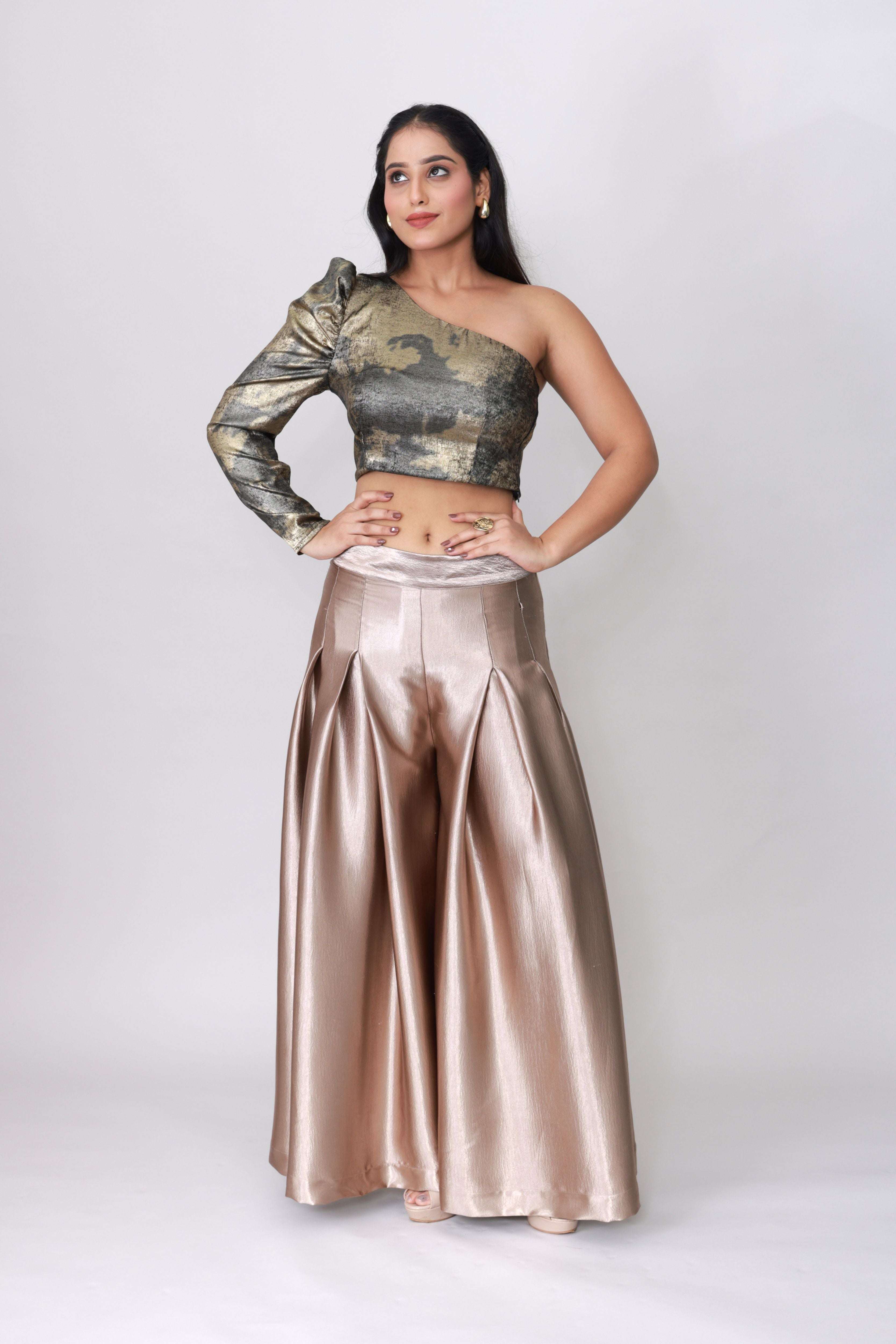 Chic satin flared palazzo