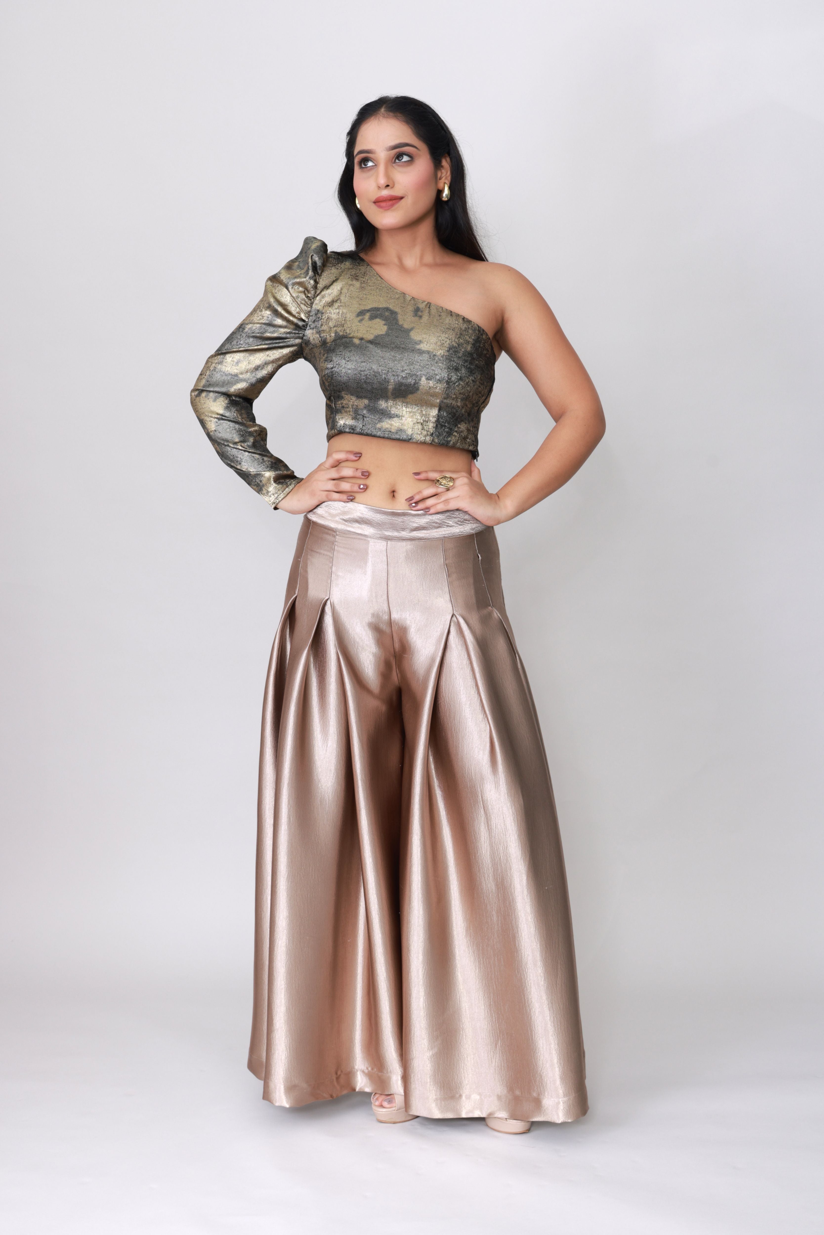 Chic satin flared palazzo