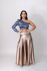 Chic satin flared palazzo