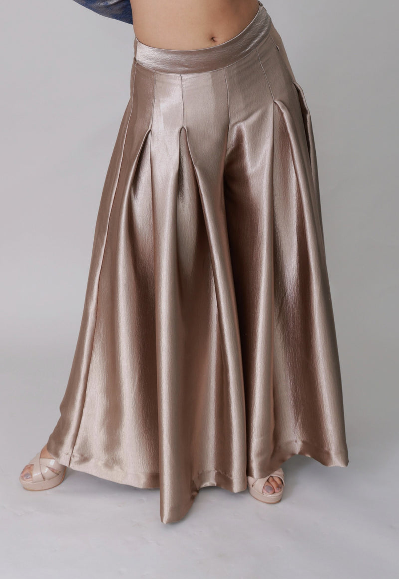 Chic satin flared palazzo
