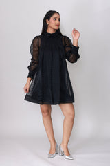 Midnight Dot Sheer Swing Dress with Cami