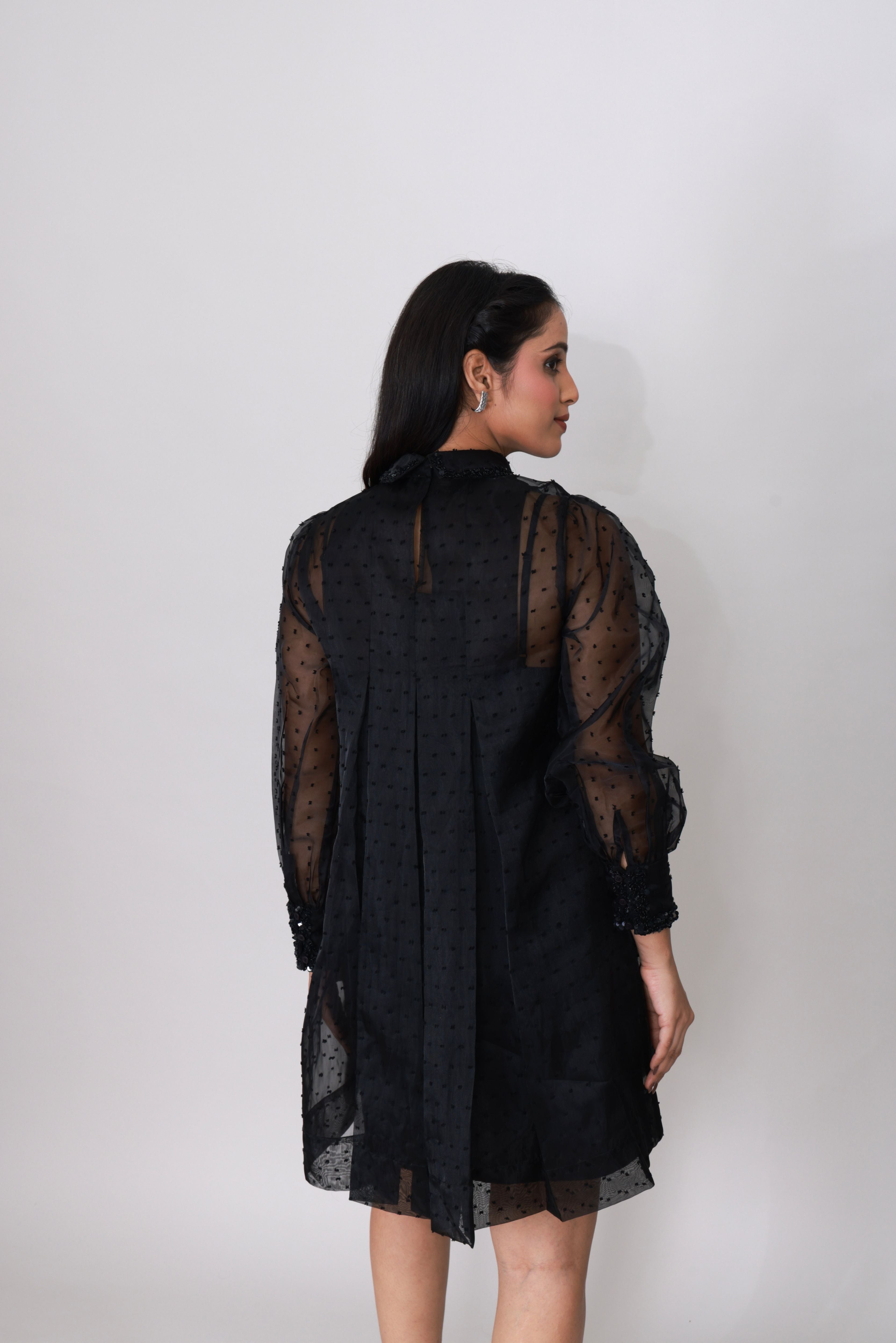 Midnight Dot Sheer Swing Dress with Cami