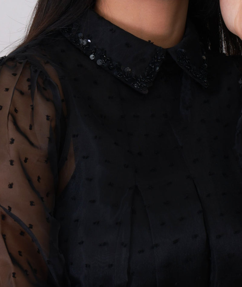 Midnight Dot Sheer Swing Dress with Cami