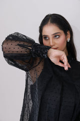 Midnight Dot Sheer Swing Dress with Cami