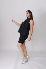 Midnight Noir Bow-Tie Halter Top