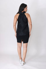 Midnight Noir Bow-Tie Halter Top