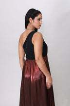 Bronze Eclipse One-Shoulder Pleated Maxi Dress