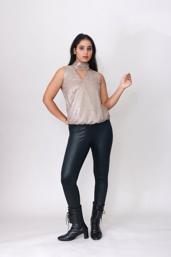 Liquid Foil Halter Top