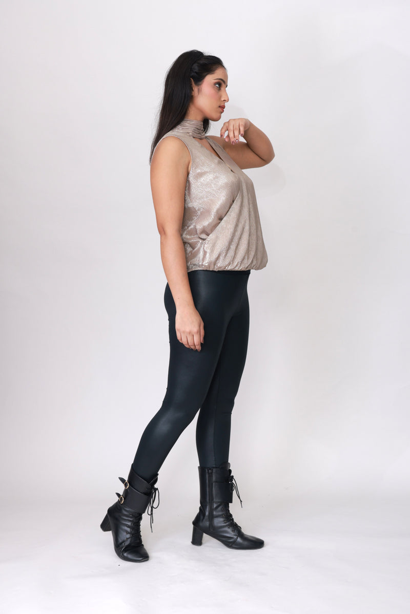 Liquid Foil Halter Top