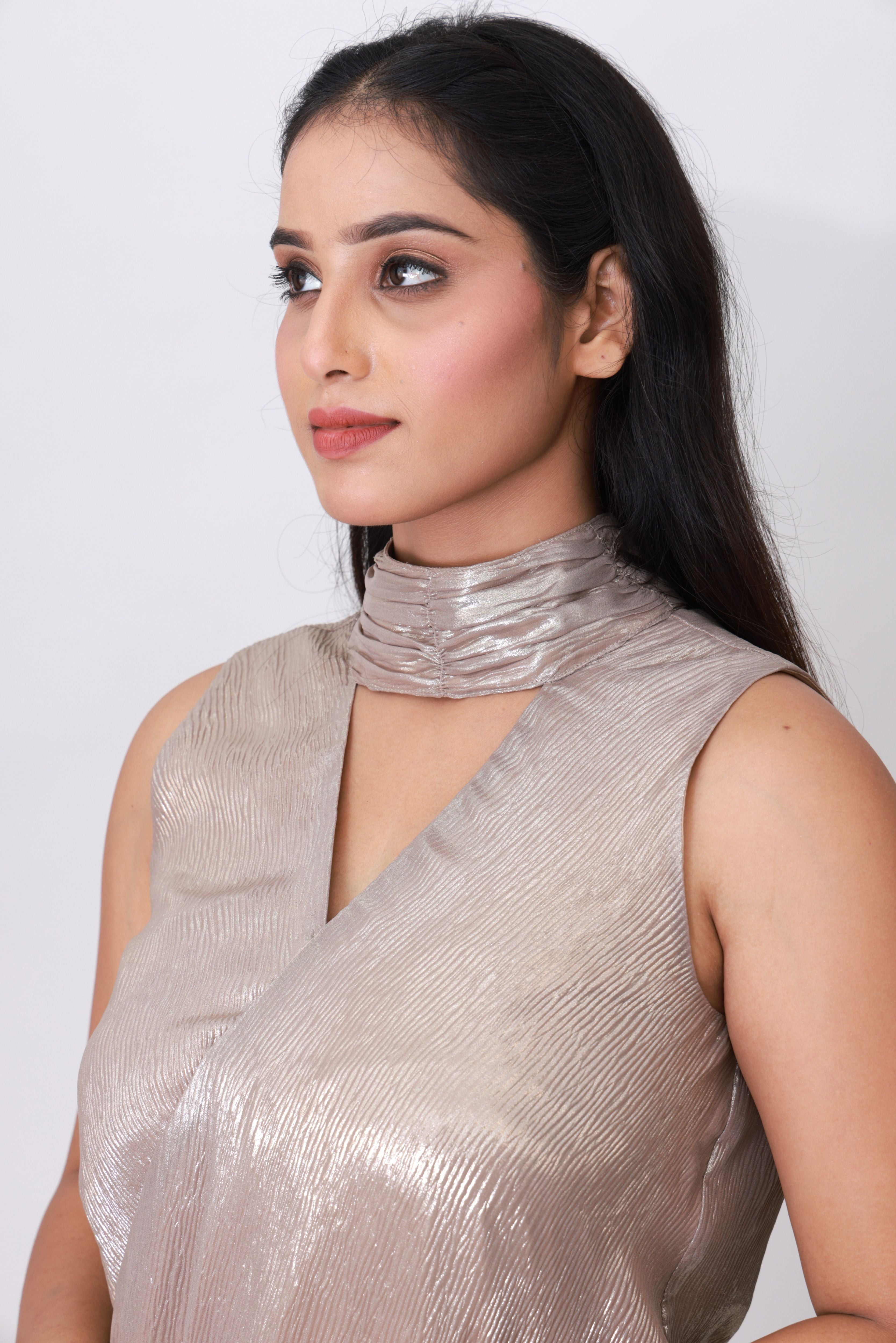 Liquid Foil Halter Top