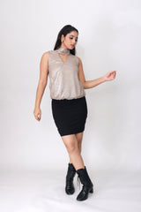 Liquid Foil Halter Top