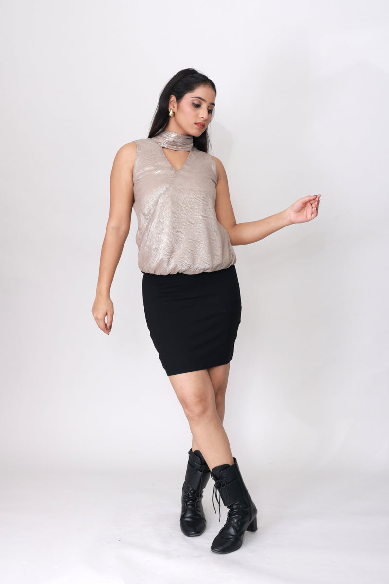 Liquid Foil Halter Top