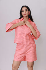 Coral Eyelet Breezy schiffli Co-ord Set