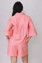 Coral Eyelet Breezy schiffli Co-ord Set