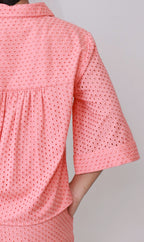 Coral Eyelet Breezy schiffli Co-ord Set