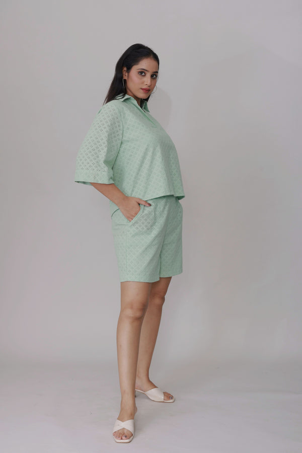 Pastel Mint schiffli Co-ord Set