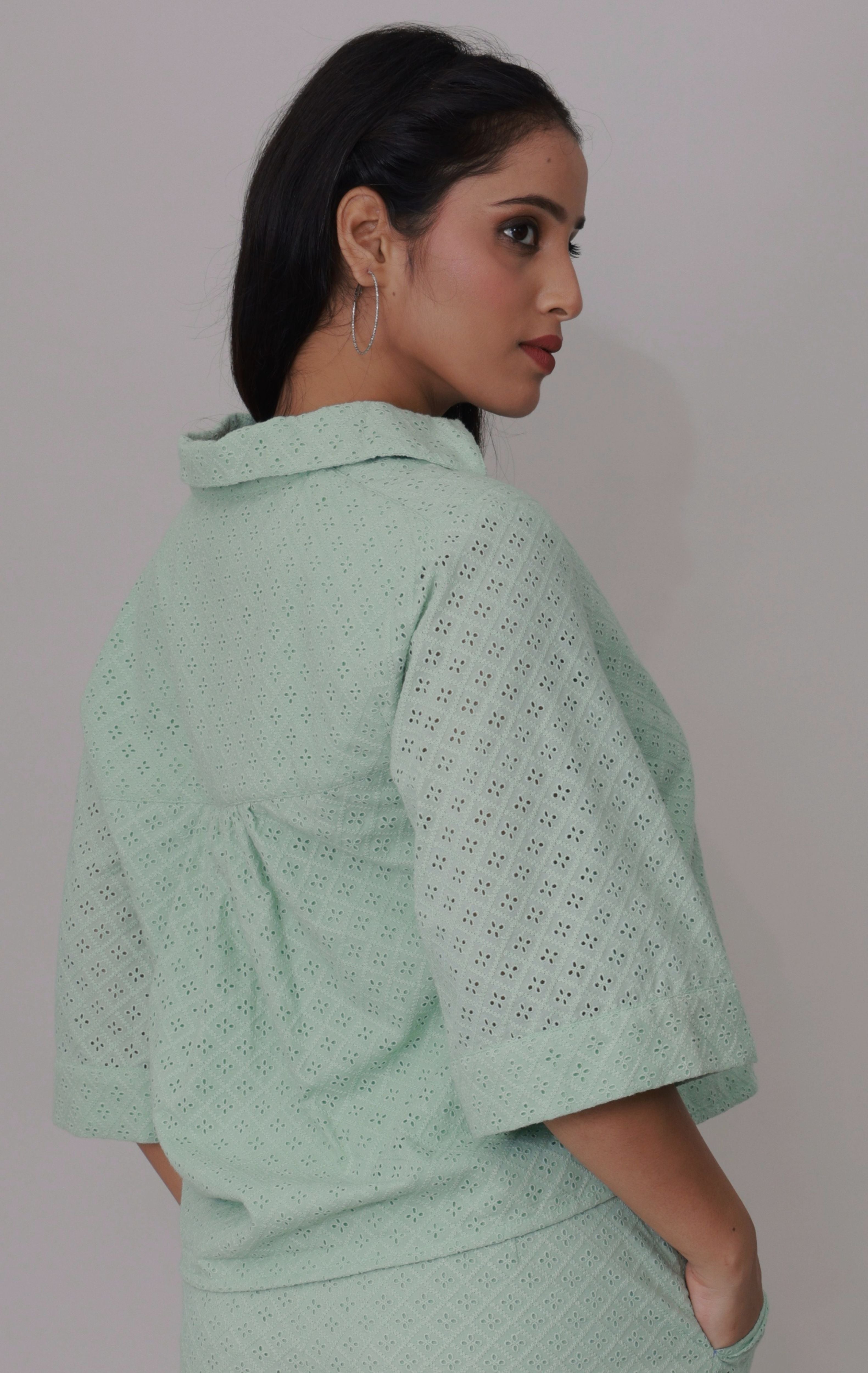 Pastel Mint schiffli Co-ord Set