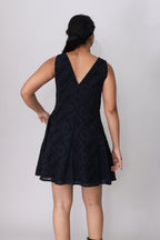 Black Petal Schiffli Dress