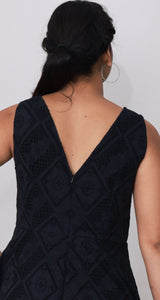 Black Petal Schiffli Dress