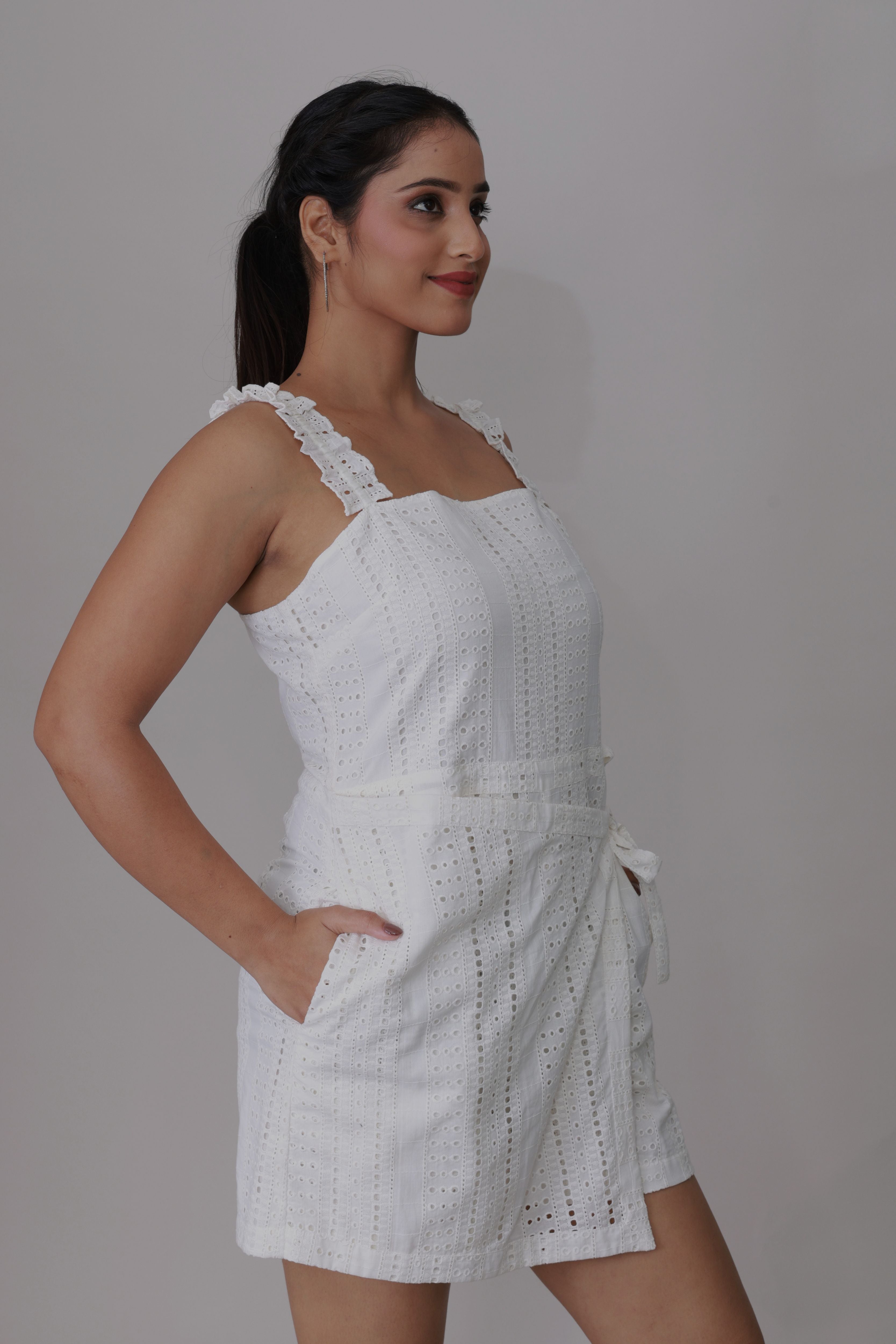 Luna Eyelet Wrap Romper
