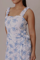 Blue Blossom Ruffle Strap Romper