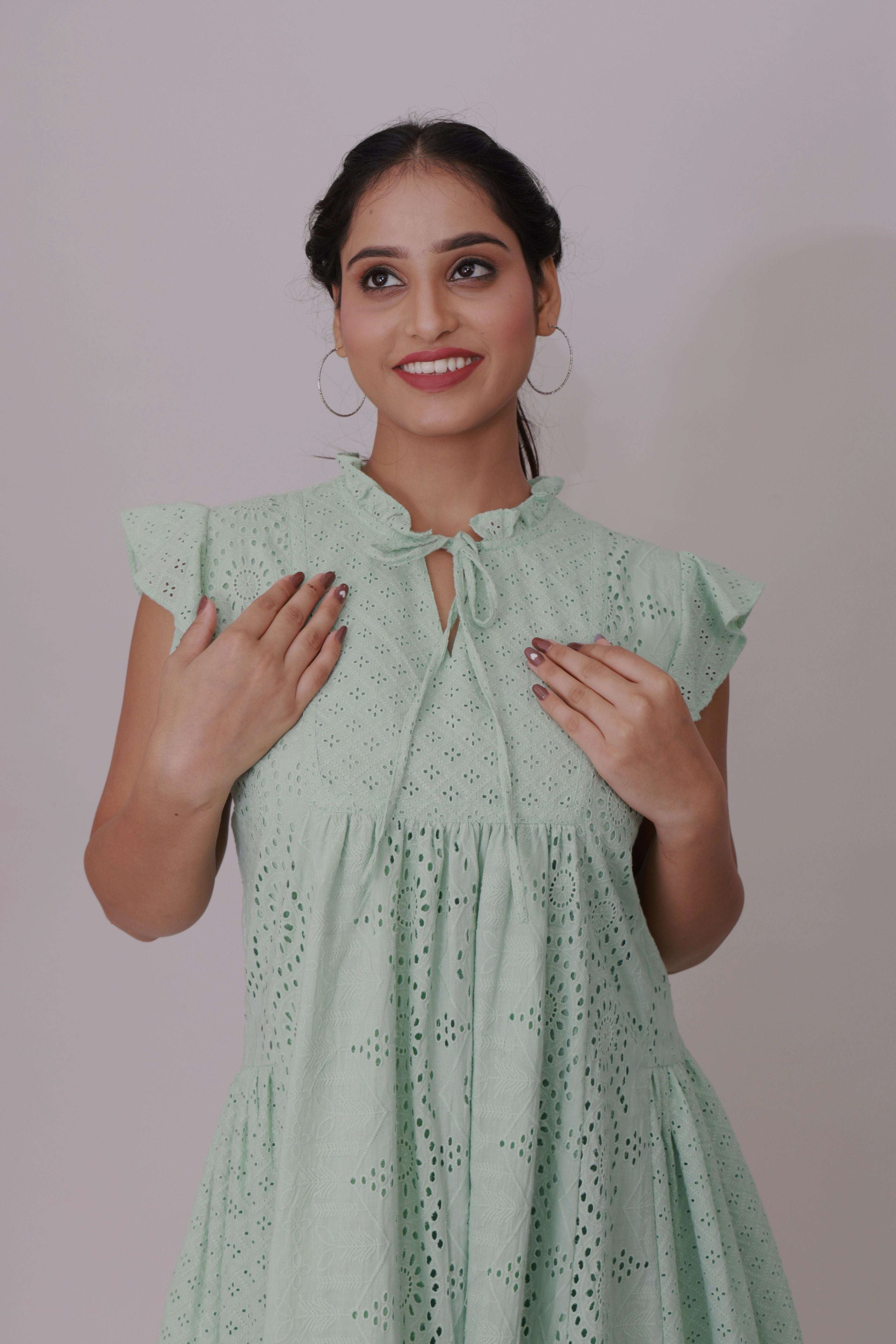 Mint Whispers Schiffli Dress