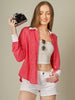 Contrast Collar Striped Button-Down Shirt