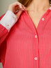 Contrast Collar Striped Button-Down Shirt