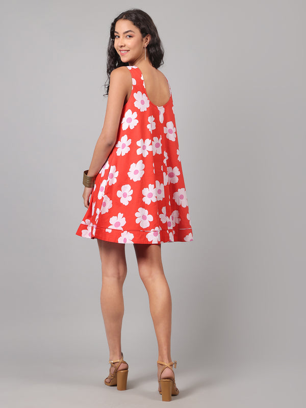 Flirty Floral Dress - Red Bloom