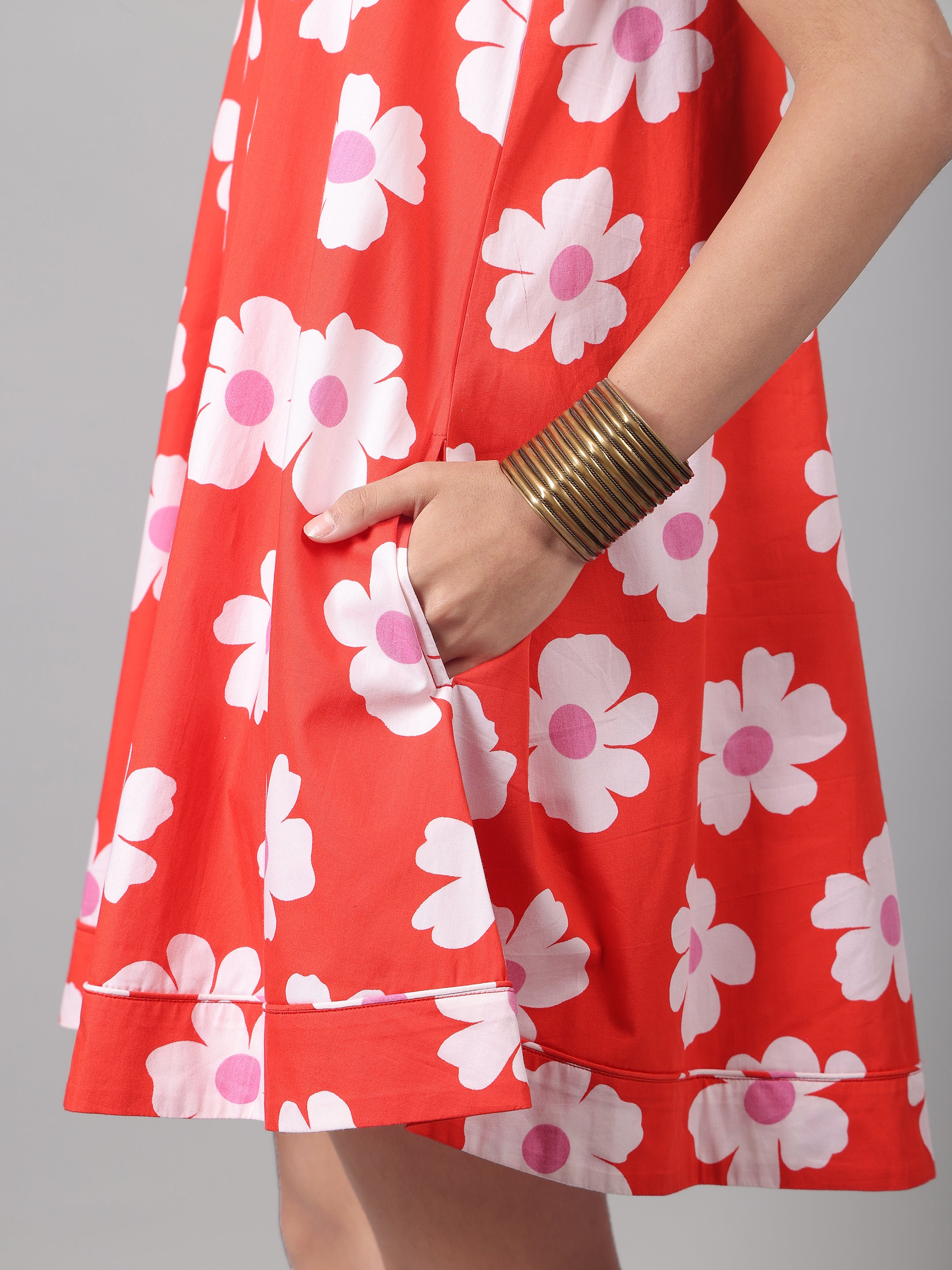 Flirty Floral Dress - Red Bloom
