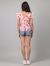 Cotton Schiffli Printed Florette Ruffle Top