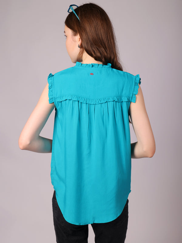 Latticework Top Turquoise