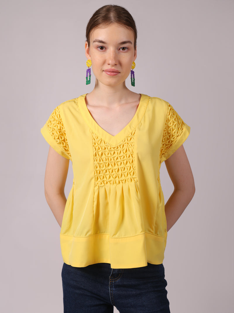 Yellow Smocking Swing Top