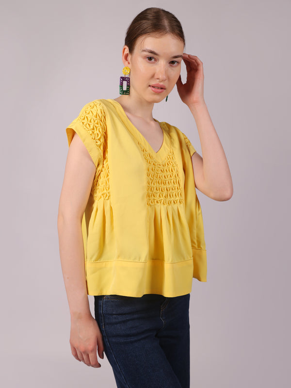 Yellow Smocking Swing Top