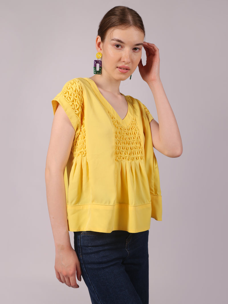 Yellow Smocking Swing Top