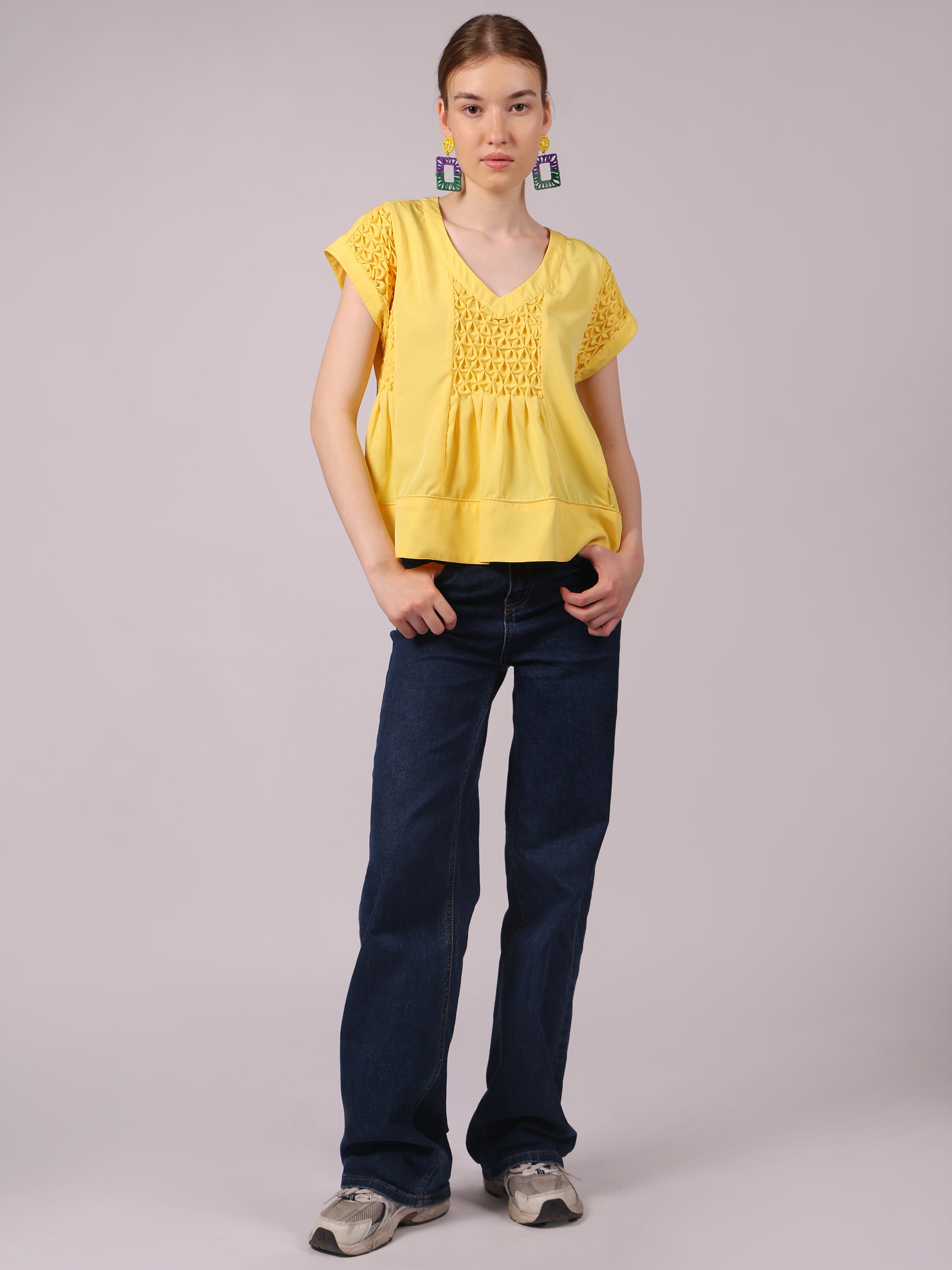 Yellow Smocking Swing Top