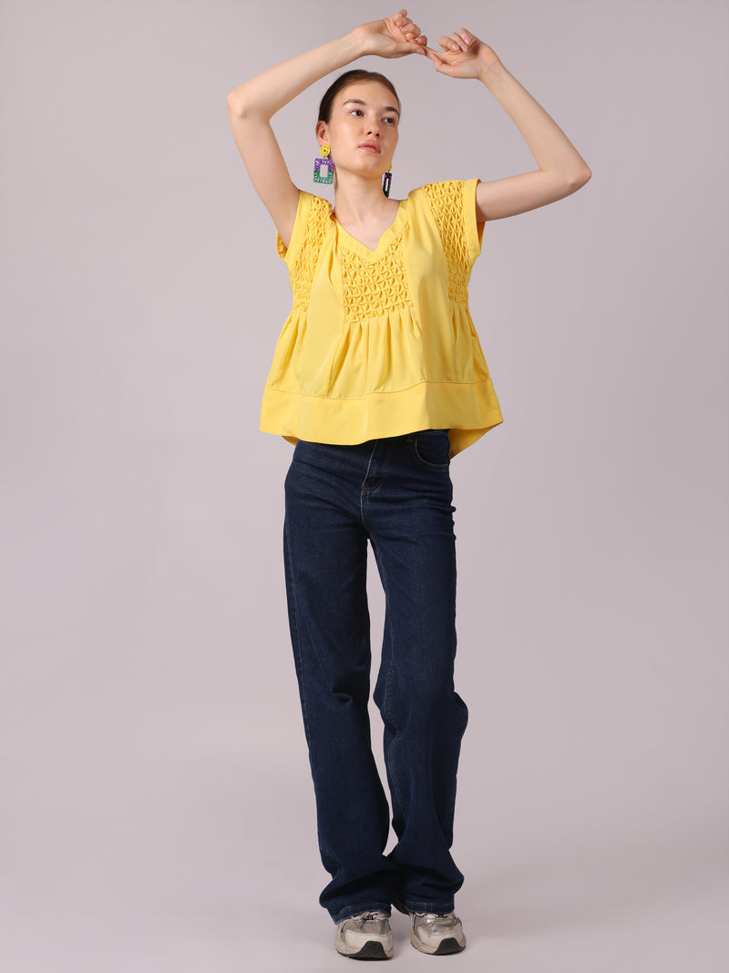 Yellow Smocking Swing Top