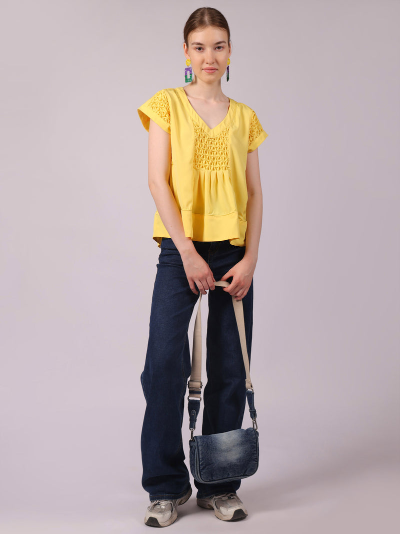 Yellow Smocking Swing Top