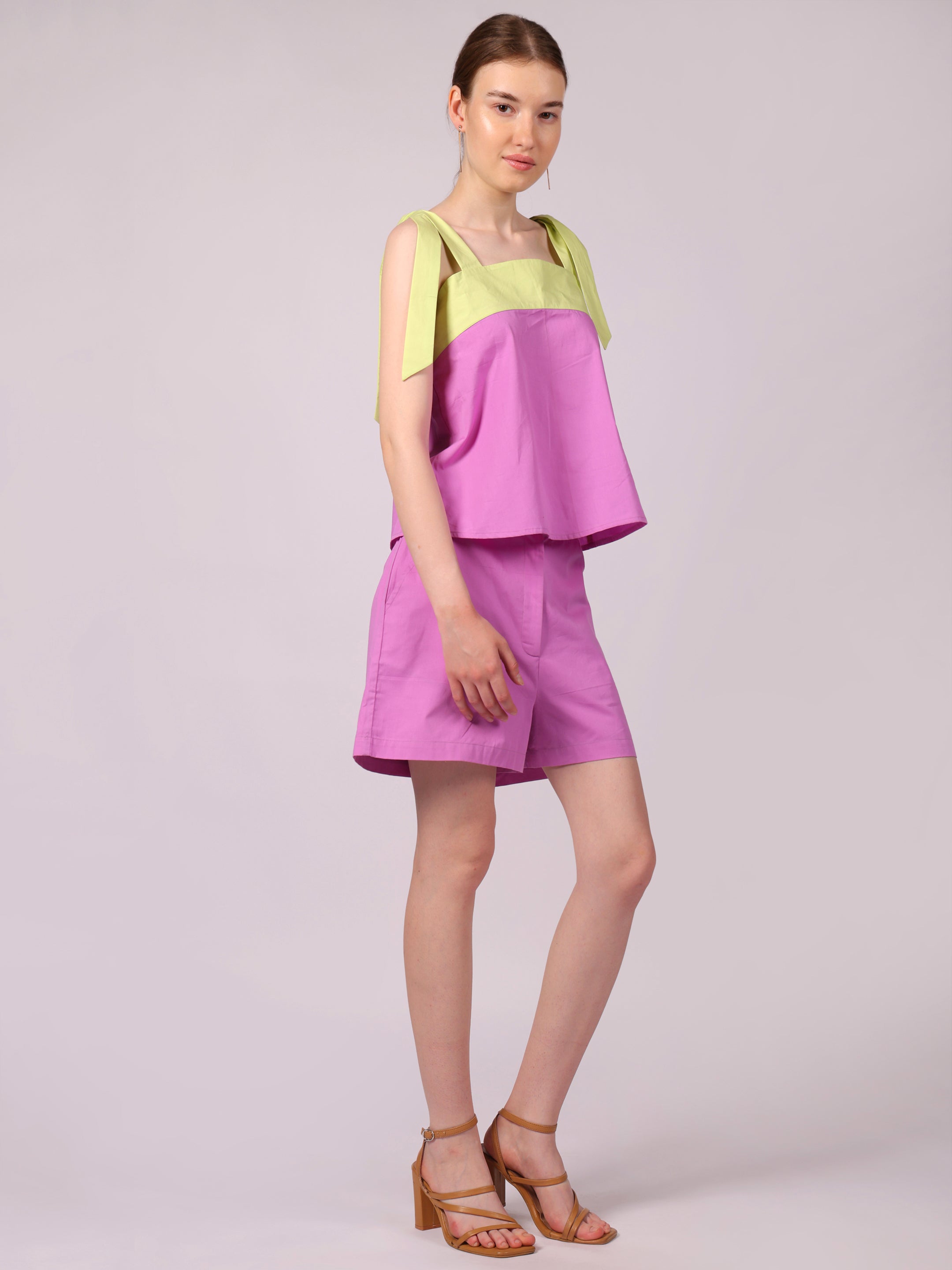 Lime & Lilac Color-block Co-ord Set - Queens Designs Pvt Ltd
