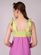 Lime & Lilac Color-block Co-ord Set