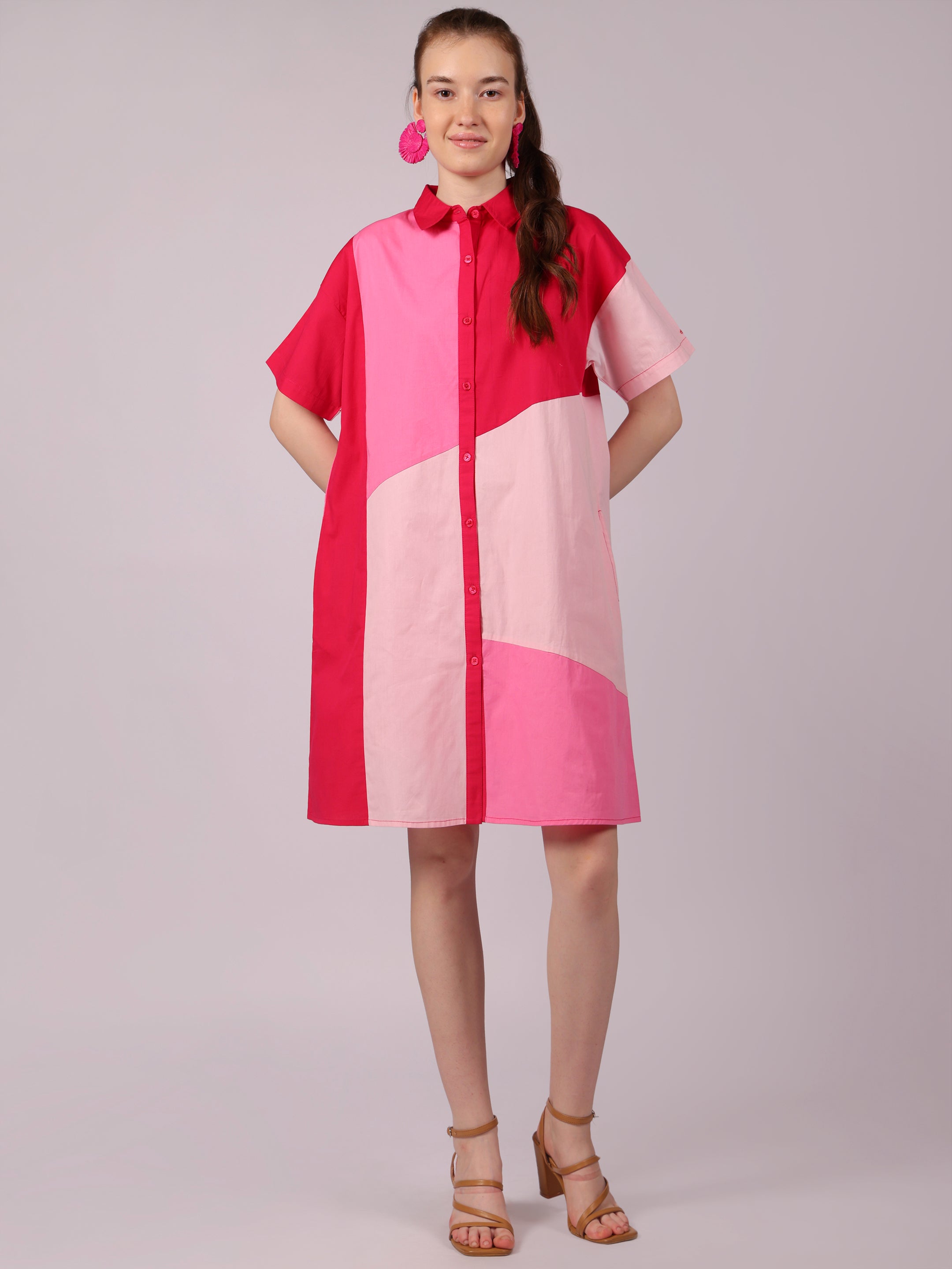 Pink Prism Shirt Dress - Queens Designs Pvt Ltd