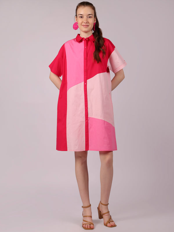 Pink Prism Shirt Dress