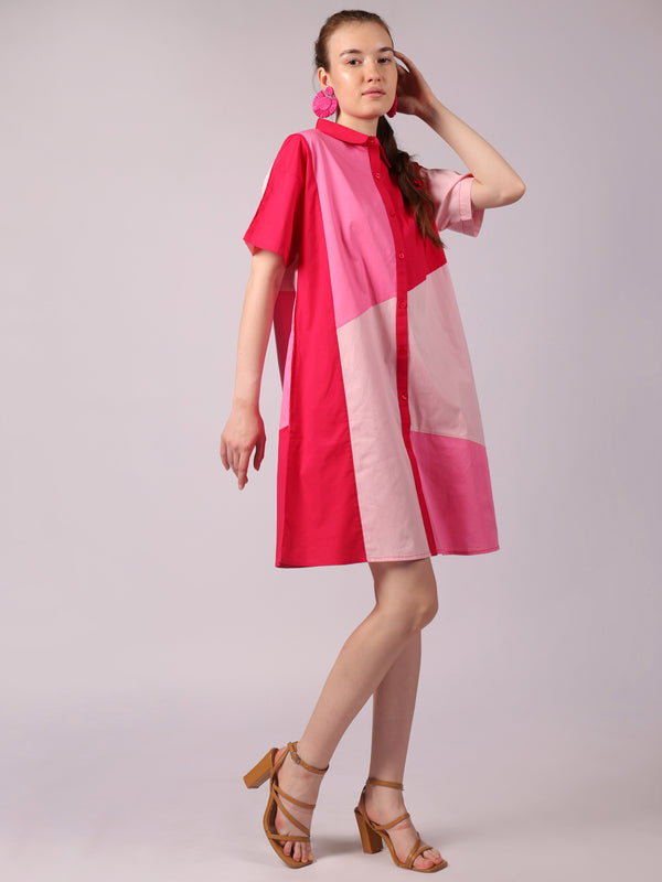 Pink Prism Shirt Dress