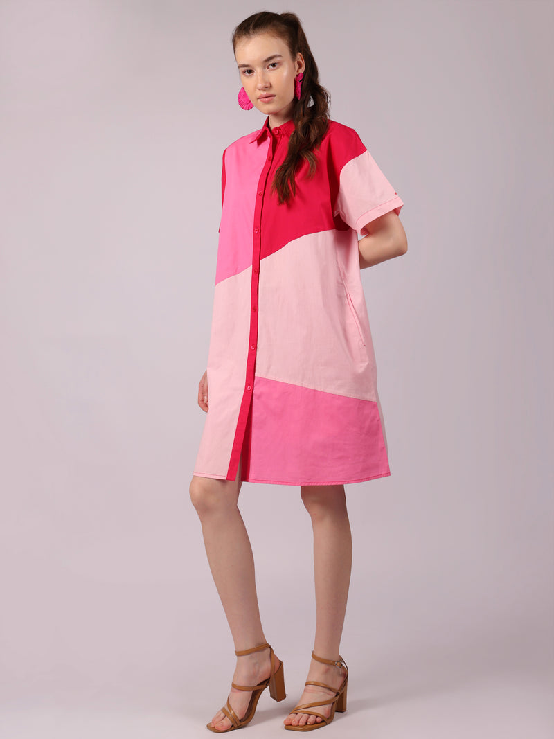 Pink Prism Shirt Dress
