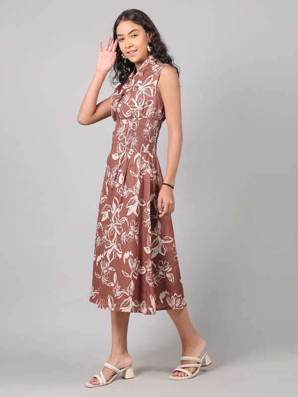Serena Zippered Dress- Clay Blossom